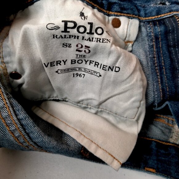 Polo Ralph Lauren Very Boyfriend Jean Shorts Size 25 Denim Patchwork Distressed - Picture 6 of 16